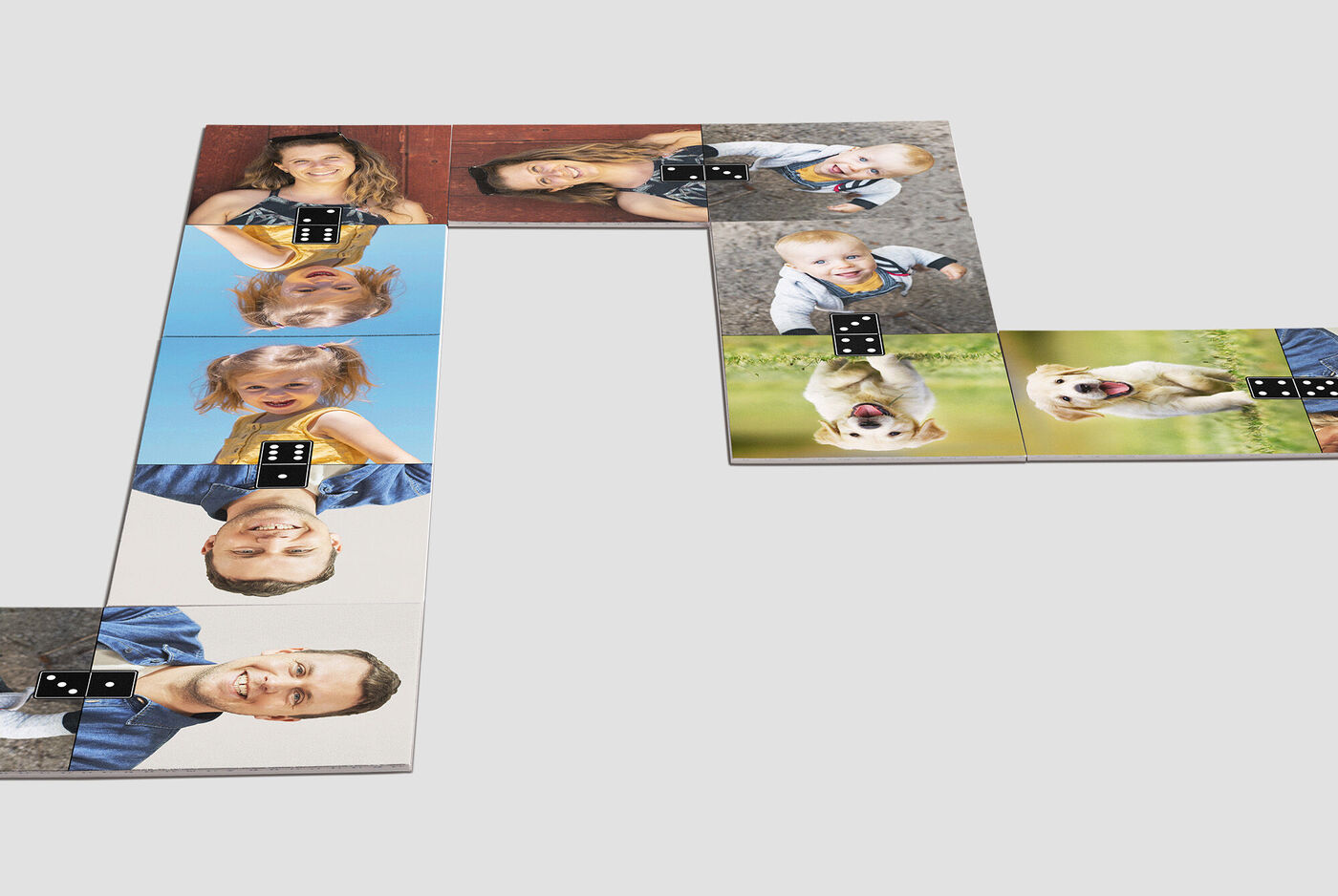 Personalizovateľné fotopuzzle s veselými obrázkami ľudí a psa